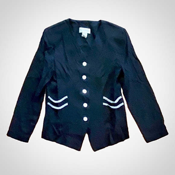 Petite Sophisticate Jackets & Blazers - Petite Sophisticate Vintage Black White Blazer Jacket Womens 12